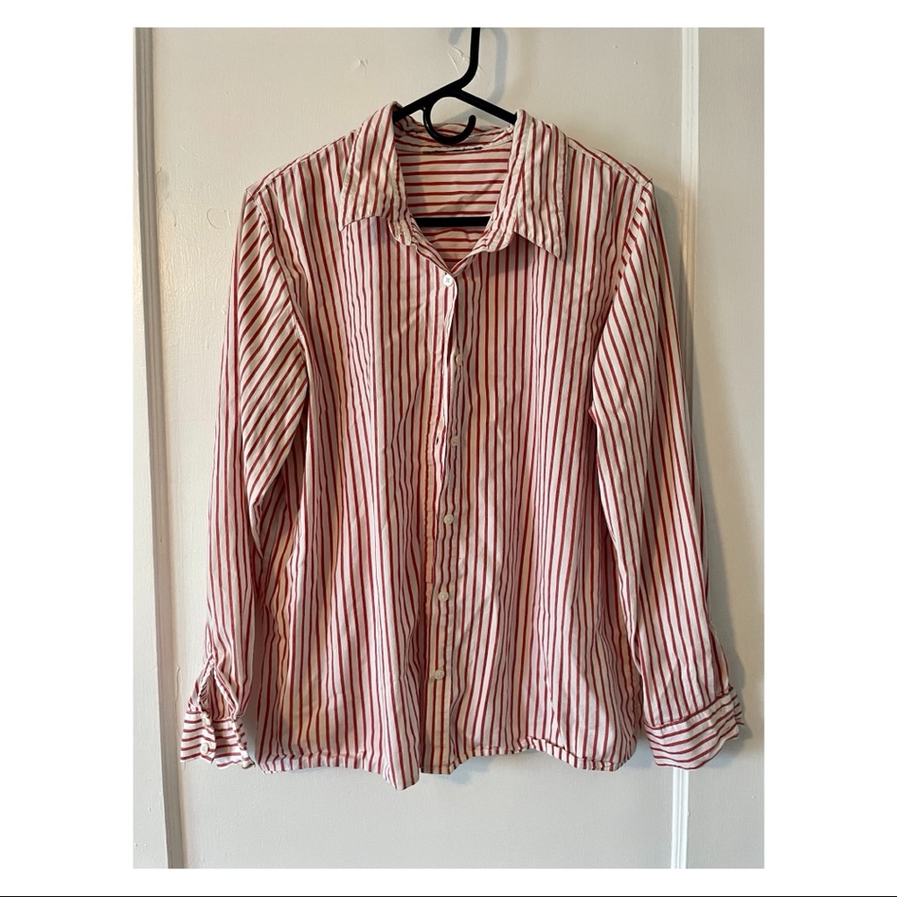 Denim & Co. women’s striped button down shirt